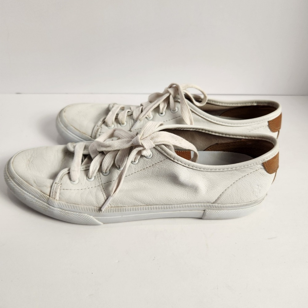 Frye Gia Women's Low Lace White Leather Sneakers Size 8.5M - Picture 2 of 9